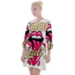 Music Hip Hop Text Black White 3d Open Neck Shift Dress