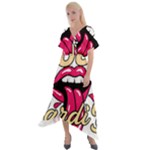 Music Hip Hop Text Black White 3d Cross Front Sharkbite Hem Maxi Dress