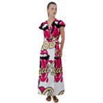 Music Hip Hop Text Black White 3d Flutter Sleeve Maxi Dress