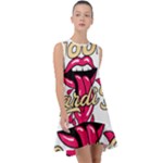 Music Hip Hop Text Black White 3d Frill Swing Dress