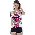 Music Hip Hop Text Black White 3d Short Sleeve Open Back T-Shirt