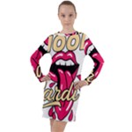 Music Hip Hop Text Black White 3d Long Sleeve Hoodie Dress