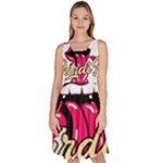 Music Hip Hop Text Black White 3d Knee Length Skater Dress With Pockets