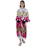 Music Hip Hop Text Black White 3d Maxi Satin Kimono