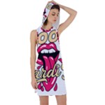 Music Hip Hop Text Black White 3d Racer Back Hoodie Dress
