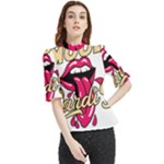 Music Hip Hop Text Black White 3d Frill Neck Blouse