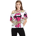 Music Hip Hop Text Black White 3d One Shoulder Cut Out T-Shirt