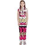 Music Hip Hop Text Black White 3d Kids  Sleeveless Ruffle Edge Band Collar Chiffon One Piece