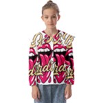 Music Hip Hop Text Black White 3d Kids  Peter Pan Collar Blouse
