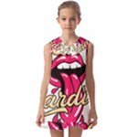 Music Hip Hop Text Black White 3d Kids  Pilgrim Collar Ruffle Hem Dress
