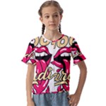 Music Hip Hop Text Black White 3d Kids  Cuff Sleeve Scrunch Bottom T-Shirt