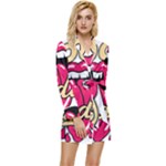 Music Hip Hop Text Black White 3d Long Sleeve Satin Robe