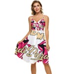 Music Hip Hop Text Black White 3d Sleeveless Tie Front Chiffon Dress