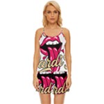 Music Hip Hop Text Black White 3d Satin Pajama Short Set