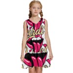 Music Hip Hop Text Black White 3d Kids  Sleeveless Tiered Mini Dress