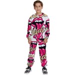 Music Hip Hop Text Black White 3d Kids  Sweatshirt set