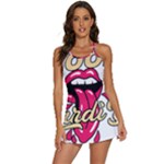 Music Hip Hop Text Black White 3d 2-in-1 Flare Activity Dress