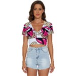 Music Hip Hop Text Black White 3d V-Neck Crop Top