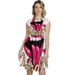Music Hip Hop Text Black White 3d Cap Sleeve High Waist Dress