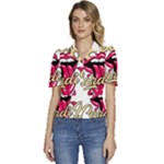Music Hip Hop Text Black White 3d Puffed Short Sleeve Button Up Jacket