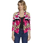 Music Hip Hop Text Black White 3d Women s Casual 3/4 Sleeve Spring Jacket