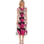 Music Hip Hop Text Black White 3d V-Neck Drawstring Shoulder Sleeveless Maxi Dress