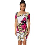 Music Hip Hop Text Black White 3d Fitted Knot Split End Bodycon Dress