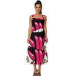 Music Hip Hop Text Black White 3d Square Neckline Tiered Midi Dress