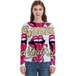 Music Hip Hop Text Black White 3d Women s Cut Out Long Sleeve T-Shirt