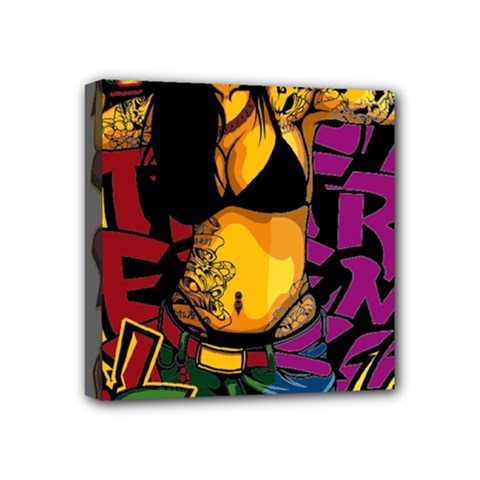 Xtreme Skateboard Graffiti Mini Canvas 4  x 4  (Stretched) from ArtsNow.com