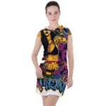 Xtreme Skateboard Graffiti Drawstring Hooded Dress