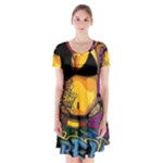 Xtreme Skateboard Graffiti Short Sleeve V-neck Flare Dress