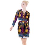 Xtreme Skateboard Graffiti Button Long Sleeve Dress