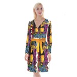 Xtreme Skateboard Graffiti Long Sleeve Velvet Front Wrap Dress