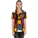 Xtreme Skateboard Graffiti Women s V-Neck Scrub Top