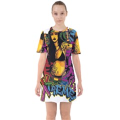 Sixties Short Sleeve Mini Dress 