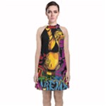 Xtreme Skateboard Graffiti Velvet Halter Neckline Dress 