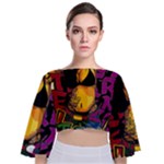 Xtreme Skateboard Graffiti Tie Back Butterfly Sleeve Chiffon Top