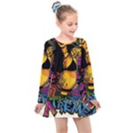 Xtreme Skateboard Graffiti Kids  Long Sleeve Dress
