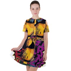 Short Sleeve Shoulder Cut Out Dress  