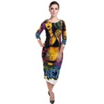 Xtreme Skateboard Graffiti Quarter Sleeve Midi Velour Bodycon Dress