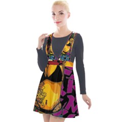 Plunge Pinafore Velour Dress 