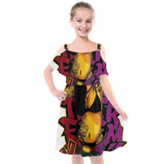 Kids  Cut Out Shoulders Chiffon Dress 