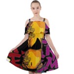 Xtreme Skateboard Graffiti Cut Out Shoulders Chiffon Dress