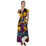 Xtreme Skateboard Graffiti Flutter Sleeve Maxi Dress
