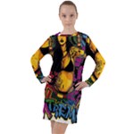 Xtreme Skateboard Graffiti Long Sleeve Hoodie Dress