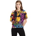 Xtreme Skateboard Graffiti One Shoulder Cut Out T-Shirt