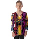 Xtreme Skateboard Graffiti Kids  V Neck Casual Top