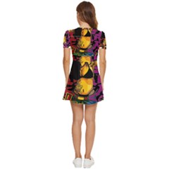 V-Neck High Waist Chiffon Mini Dress 