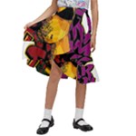 Xtreme Skateboard Graffiti Kids  Ruffle Flared Wrap Midi Skirt